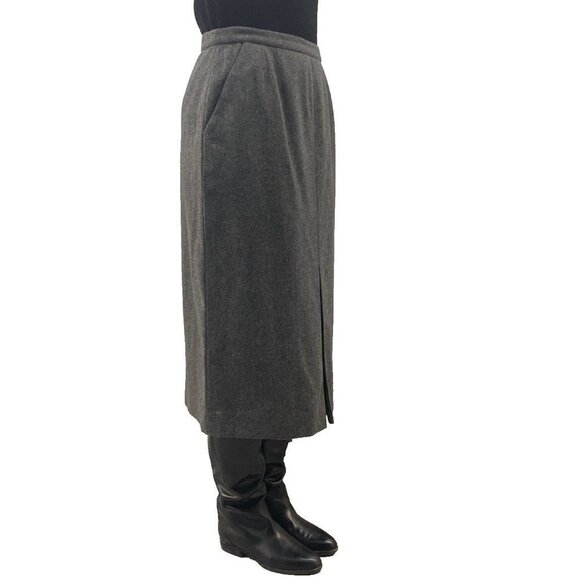 CHANEL PARIS Wool Midi Pencil Skirt in Grey Size EUR 44 - Picture 3 of 10